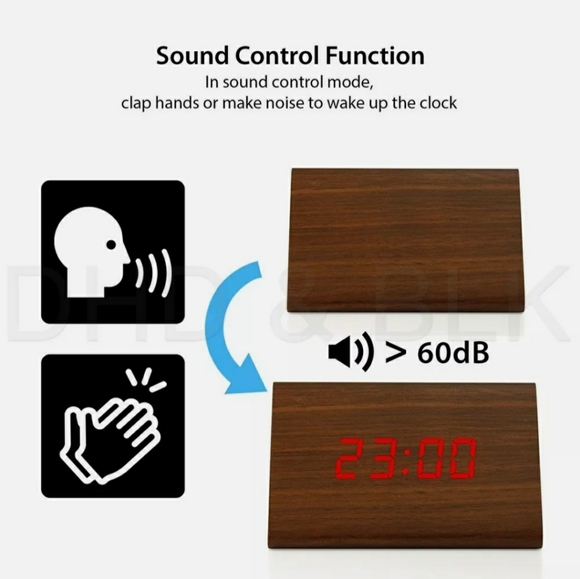 New Modern Wooden Wood Digital LED Desk Clock - Picture 11 of 11